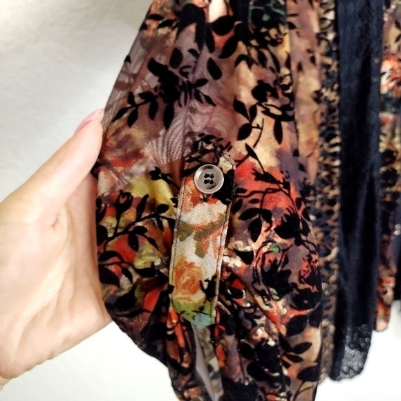 Calessa color block button down velour blouse sz L - Picture 4 of 9